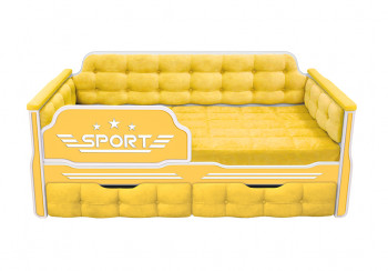 Кровать 160 серии Спорт 2 ящика 74 Жёлтый (мягкие боковые накладки) в Чанах - chany.mebel54.com | фото