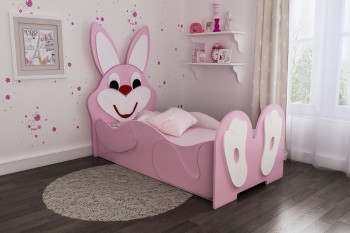 Кровать детская Зайка 1.6 Розовый/Белый в Чанах - chany.mebel54.com | фото
