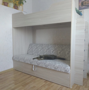 Кровать двухъярусная с диваном (Беленый дуб) в Чанах - chany.mebel54.com | фото