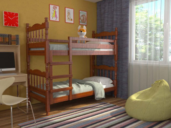 Кровать двухъярусная Соня из массива сосны 800*1890 Орех в Чанах - chany.mebel54.com | фото