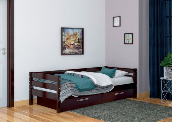 Кровать одинарная ГЛОРИЯ из массива сосны  900*2000 (Орех Тёмный) в Чанах - chany.mebel54.com | фото