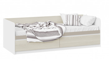 Кровать «Сканди» с 2 ящиками Дуб Гарден/Белый/Глиняный серый в Чанах - chany.mebel54.com | фото
