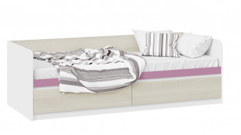 Кровать «Сканди» с 2 ящиками Дуб Гарден/Белый/Лиловый в Чанах - chany.mebel54.com | фото