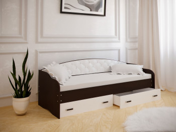 Кровать Софа-7 с мягкой спинкой (800х1900) Венге/ Белый в Чанах - chany.mebel54.com | фото