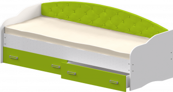 Кровать Софа-8 с мягкой спинкой (900х1900) Белый/Лайм в Чанах - chany.mebel54.com | фото