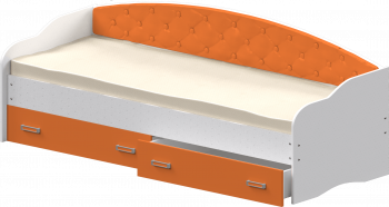 Кровать Софа-8 с мягкой спинкой (900х2000) Белый/Оранжевый в Чанах - chany.mebel54.com | фото