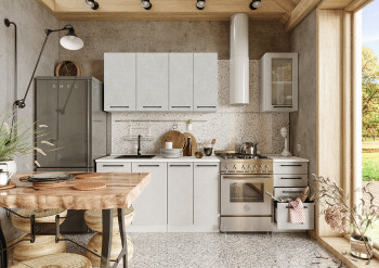 Кухонный гарнитур Нувель 1800мм белый/бетон белый в Чанах - chany.mebel54.com | фото