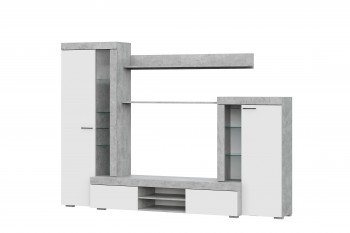 Мебель для гостиной МГС 5 Цемент светлый / Белый в Чанах - chany.mebel54.com | фото