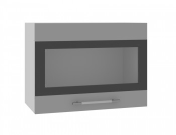 Норд ШВГС 600 Шкаф верхний горизонтальный со стеклом (Софт черный/корпус Белый) в Чанах - chany.mebel54.com | фото