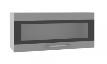 Норд ШВГС 800 Шкаф верхний горизонтальный со стеклом (Софт черный/корпус Белый) в Чанах - chany.mebel54.com | фото