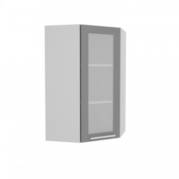 Норд ШВУС 600Н Шкаф верхний угловой (премьер) высокий (Софт черный/корпус Белый) в Чанах - chany.mebel54.com | фото
