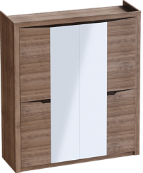 Шкаф четырехдверный Соренто с комплектом полок (3 шт)Дуб стирлинг/Кофе структурный матовый в Чанах - chany.mebel54.com | фото