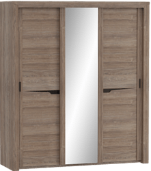 Шкаф трехдверный Соренто с раздвижными дверями Дуб стирлинг/Кофе структурный матовый в Чанах - chany.mebel54.com | фото
