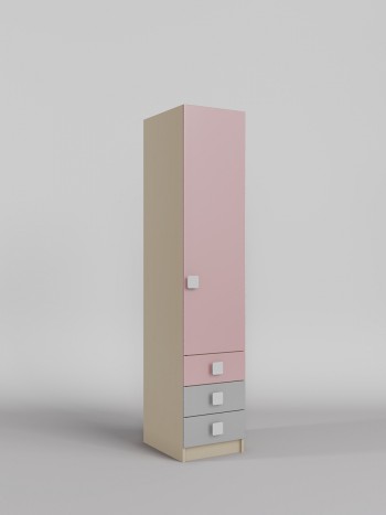 Шкаф угловой (секция с ящиками) Грэйси (Розовый/Серый/корпус Клен) в Чанах - chany.mebel54.com | фото