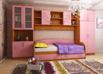 Детская Веселый пони Комплект мебели (Вишня оксфорд/Розовый) в Чанах - chany.mebel54.com | фото
